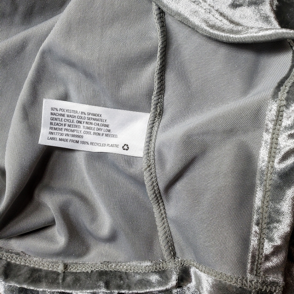 Nwt Future Collective Silver Ruched Long Sleeve Crushed Velvet Dress Size Xxs — image 7 of 8